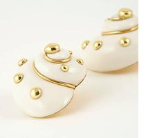 Verdura Cachalong Opal and Gold Snail Shell Earrings