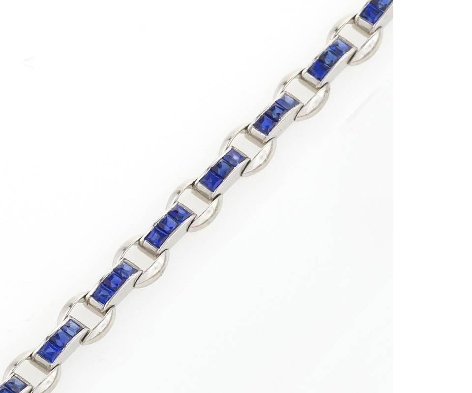 Oscar Heyman Sapphire and Platinum Bracelet In Excellent Condition In New York, NY