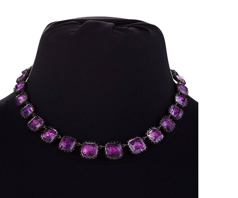English Georgian Amethyst Rivière Necklace In Excellent Condition In New York, NY