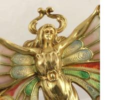Whiteside & Blank Art Nouveau Ruby Gold Enamel Butterfly Brooch