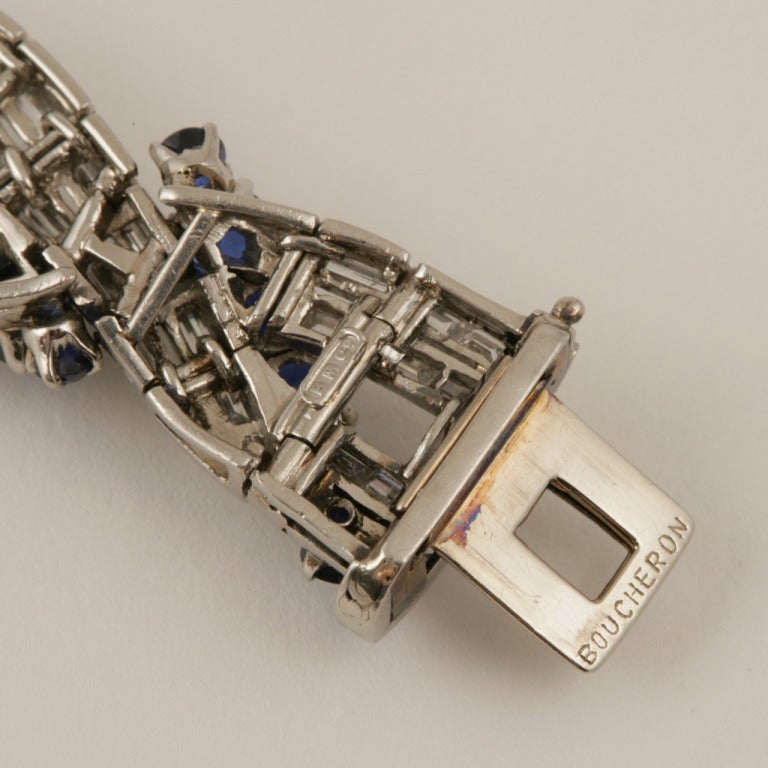 Boucheron Bracelet de saphirs non traités et de diamants, Paris  Excellent état - En vente à New York, NY