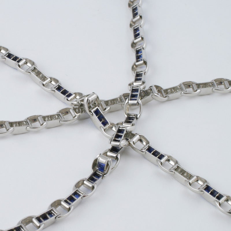 Oscar Heyman Suite of Three Sapphire Diamond Platinum Bracelets 1