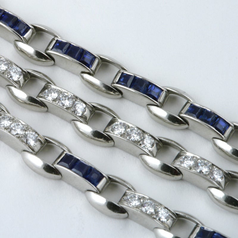 Oscar Heyman Suite of Three Sapphire Diamond Platinum Bracelets 2