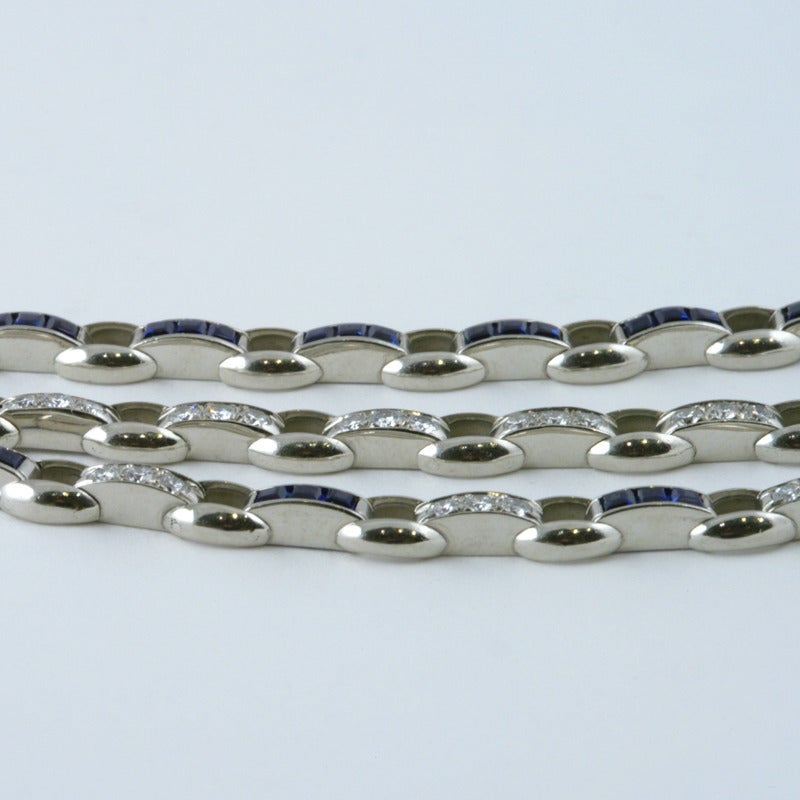 Oscar Heyman Suite of Three Sapphire Diamond Platinum Bracelets 3