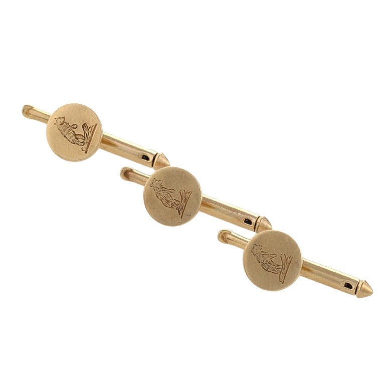 Larter & Sons Art Deco Gold Dress Studs