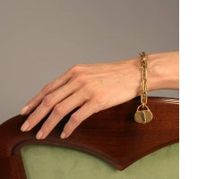 Cartier Paris 1960's Gold Link Bracelet with Sapphire and Gold Padlock