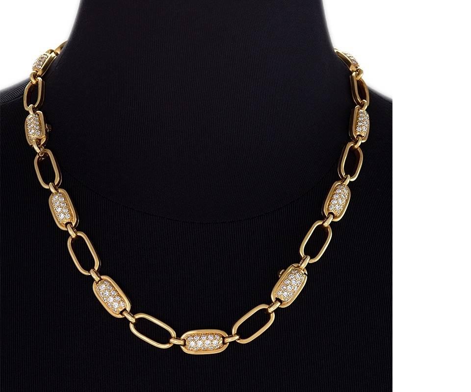 Van Cleef & Arpels Set of Three Diamond Gold Convertible Link Bracelets Necklace In Excellent Condition In New York, NY