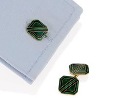 Tiffany & Co. 1920's Art Deco Gold and Enamel Cufflinks