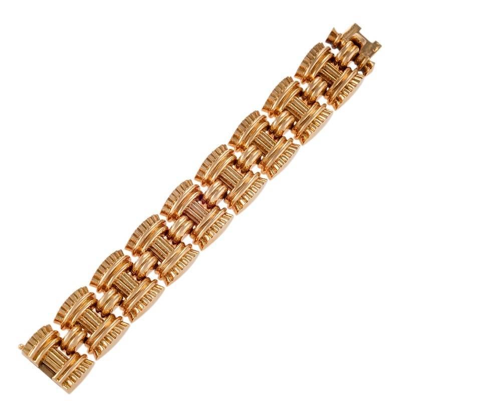 French Retro Gold Link Bracelet by Vallienne, Paris In Excellent Condition In New York, NY