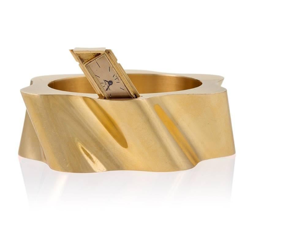 French Modernist Gold Cuff Bracelet or Watch In Excellent Condition In New York, NY