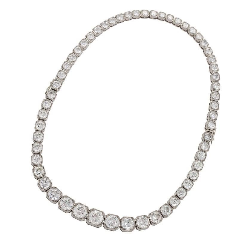 Women's French Art Deco Diamond and Platinum Line Necklace/Bracelets