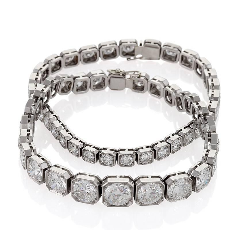 French Art Deco Diamond and Platinum Line Necklace/Bracelets 1