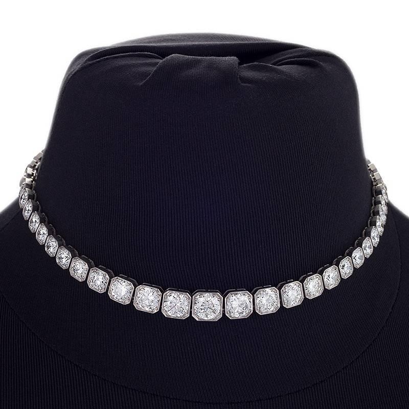 French Art Deco Diamond and Platinum Line Necklace/Bracelets In Excellent Condition In New York, NY