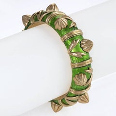 Schlumberger Gold and Paillone Enamel Bangle Bracelet