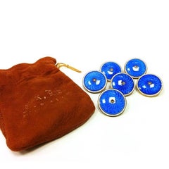 Cartier Paris Diamond and Enameled Gold Set of Buttons