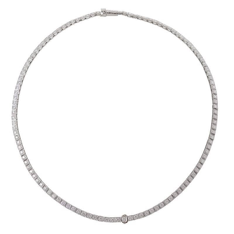 Women's 1950s Diamond and Platinum Line Necklace