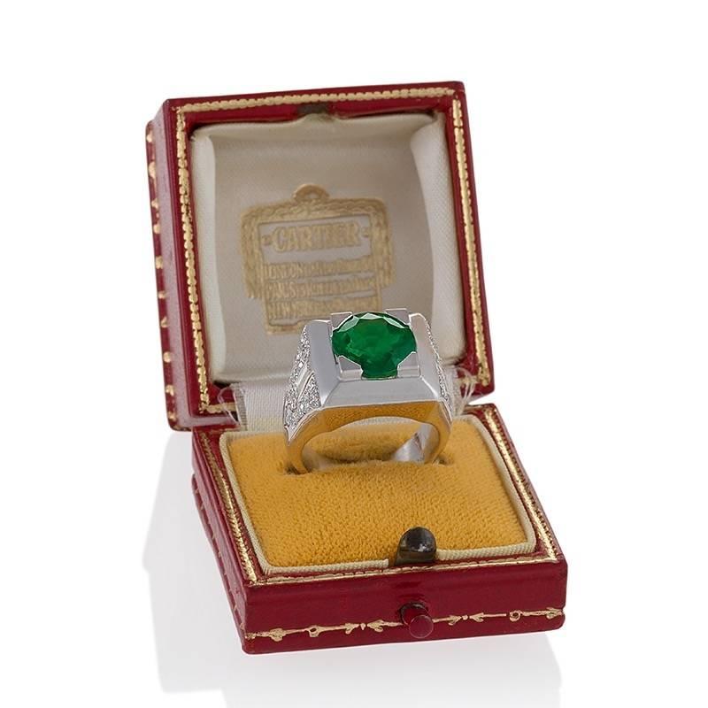 Cartier Colombian Emerald and Diamond Ring For Sale at 1stDibs ...