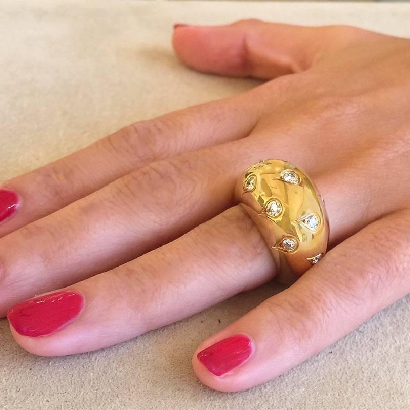 Cartier Paris 1990s Diamond and Gold Bombé Ring In Excellent Condition In New York, NY