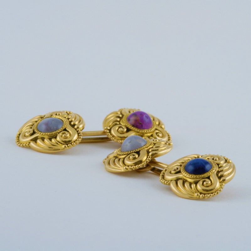 Antique Star Sapphire Gold Cuff Links at 1stDibs