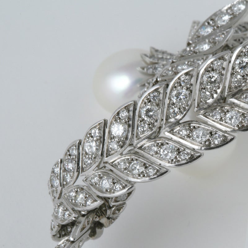 Pierre Sterlé Diamond and South Sea Pearl Brooch  For Sale 2