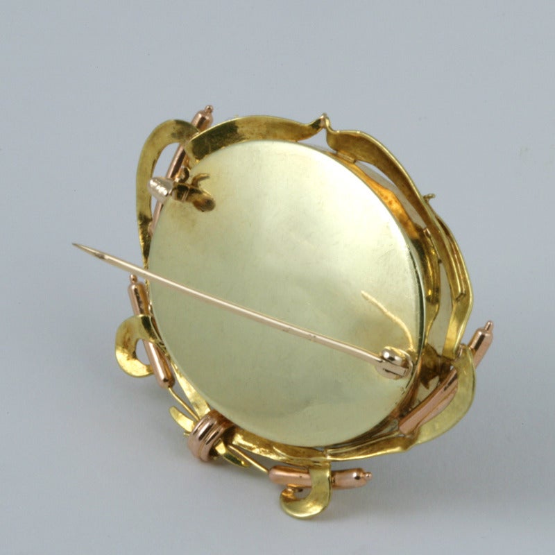 Women's Victorian Reverse Crystal English Gold Hunting Brooch