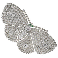 Late Art Deco Diamond Platinum Moth Brooch