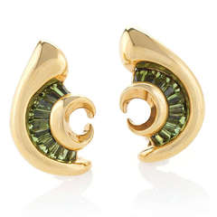 Verdura Green Tourmaline and Gold Earrings