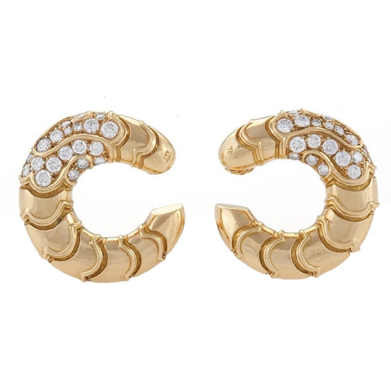 Marina B Gold Hoop Earrings with Diamonds