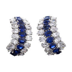 Tiffany & Co. Diamond, Sapphire and Platinum Earrings