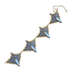 Feuillâtre Diamond, Plique-à-Jour Enamel, Opal and Gold “Thistle” Bracelet