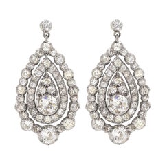 Antique Diamond Gold and Platinum Earrings