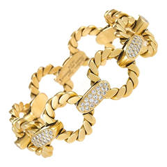Cartier Paris Mid-20th Century Diamond Gold Link Bracelet