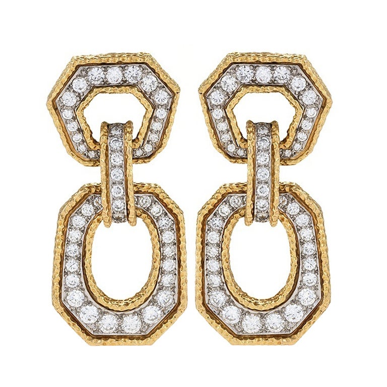 Van Cleef & Arpels 1960's Diamond Gold 'Door Knocker' Earrings