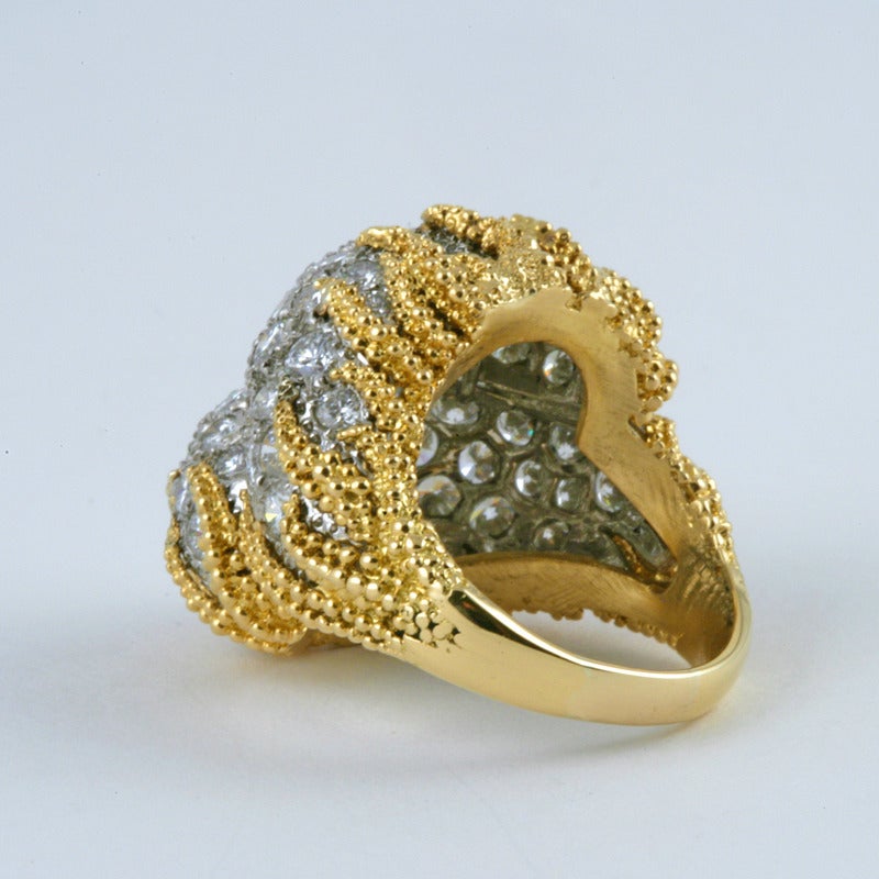 1960's Diamond Gold and Platinum Ring In Excellent Condition In New York, NY