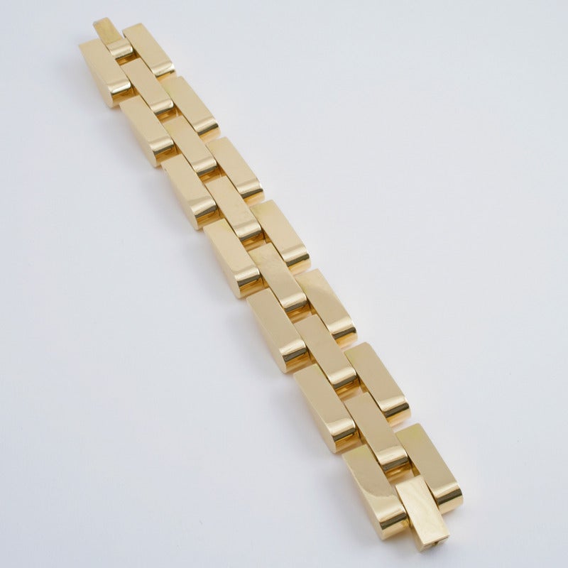 Retro Gold Tank Track Bracelet In Excellent Condition In New York, NY