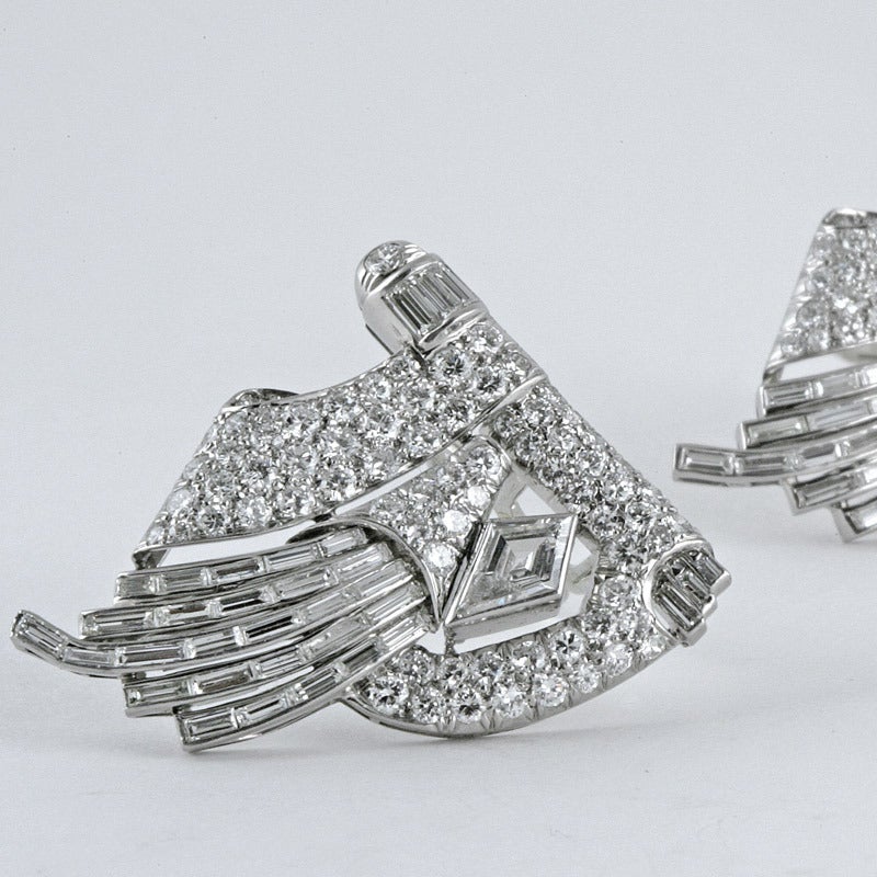 diamond double clip brooches