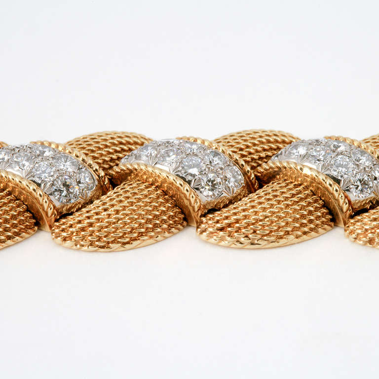 Women's Van Cleef & Arpels Mid 20th Century Diamond Gold Bracelet