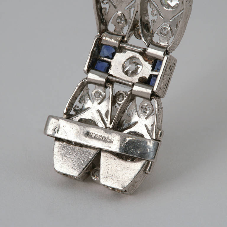 C. D. Peacock Art Deco Sapphire Diamond Platinum Bracelet In Excellent Condition In New York, NY