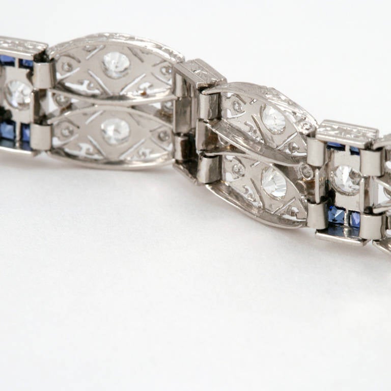 C. D. Peacock Art Deco Sapphire Diamond Platinum Bracelet 1