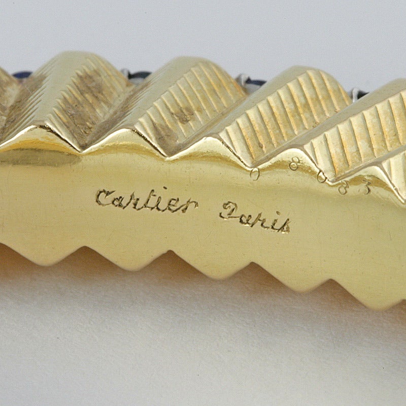 Women's 1950s Cartier Paris Sapphire Gold Bangle