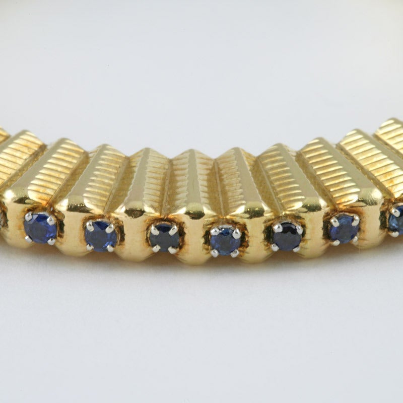 1950s Cartier Paris Sapphire Gold Bangle 2