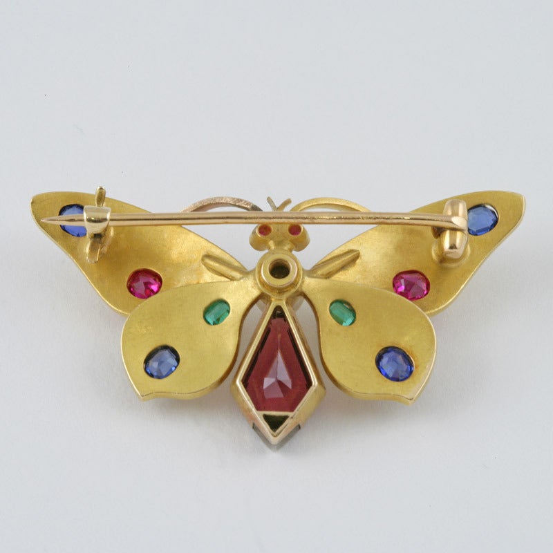 Austrian Art Nouveau Jeweled Butterfly Brooch