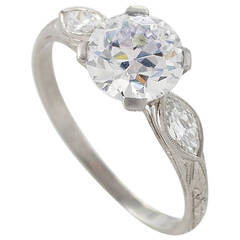 Art Deco GIA Cert 1.59 Carat Diamond Platinum Engagement Ring