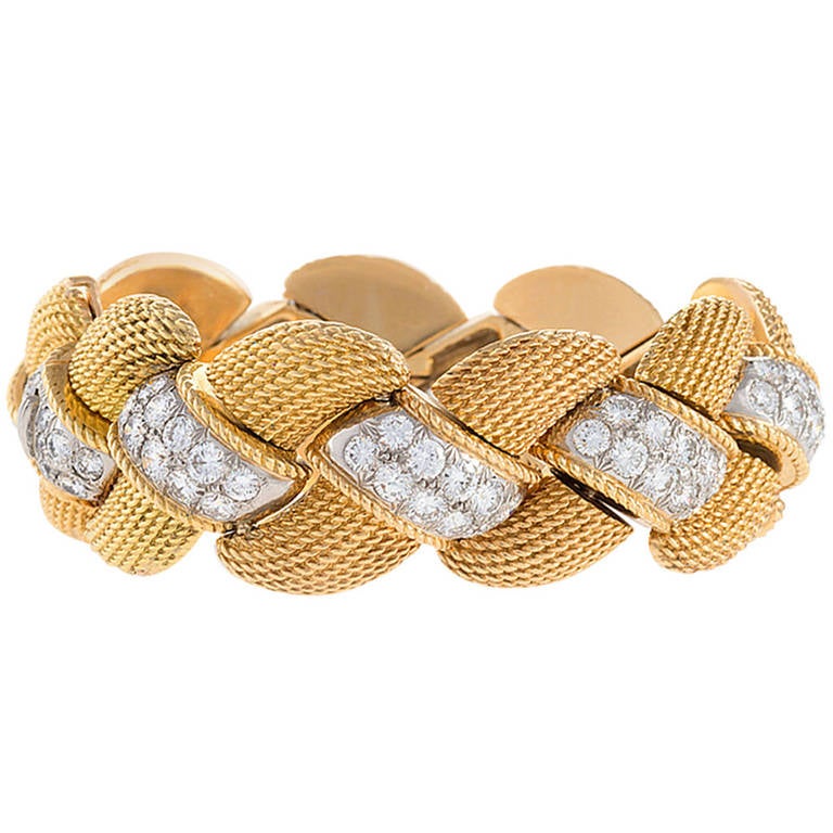 Van Cleef & Arpels Mid 20th Century Diamond Gold Bracelet