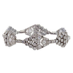Art Deco Diamond and Platinum Link Bracelet 7