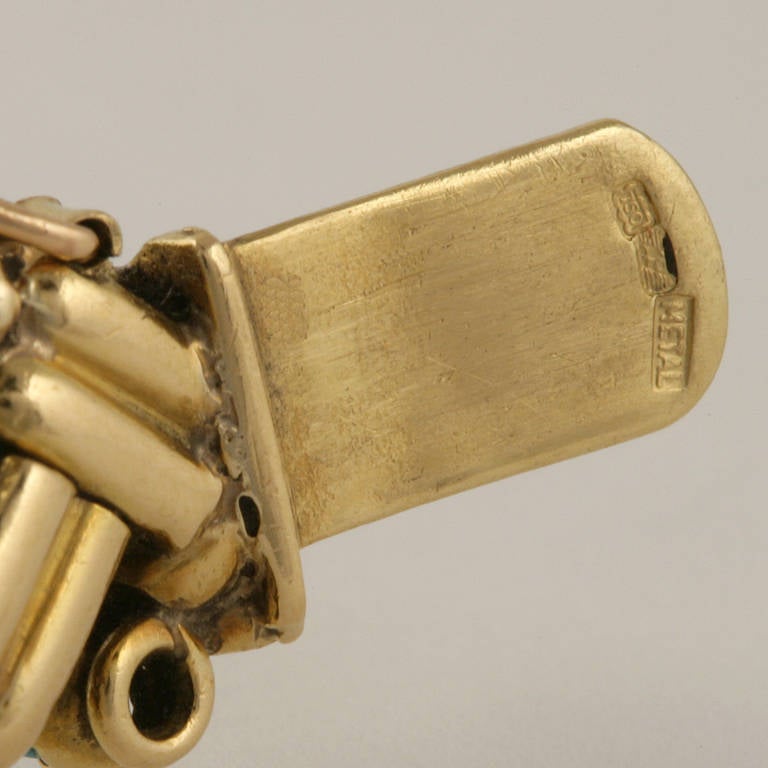 Van Cleef & Arpels 1950s Turquoise Diamond Gold Link Bracelet 2