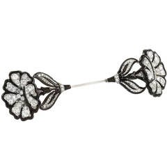 French Art Deco Diamond Enamel and Platinum Jabot Pin 10