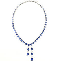 Edwardian Blue Sapphire Diamond Negligee Necklace