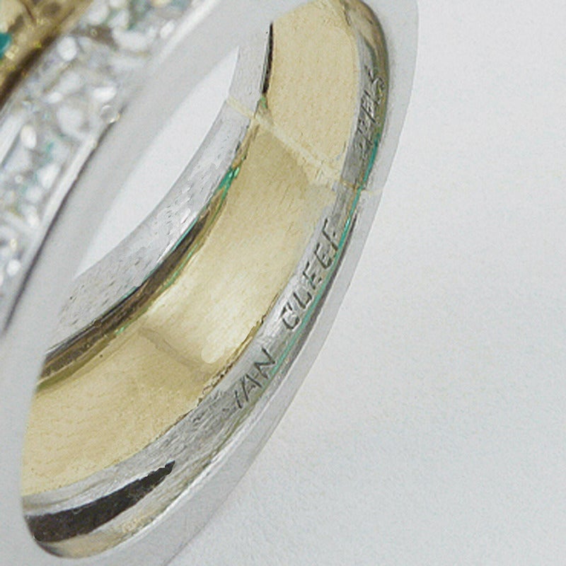 Women's Van Cleef & Arpels Emerald Diamond Platinum Ring