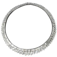 Baguette and Marquise Diamond Eternity Collar Necklace